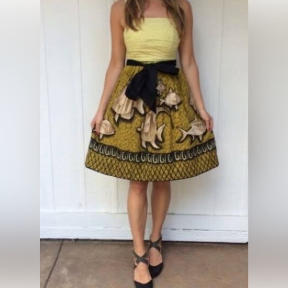 Anthropologie Vanessa Virginia Baxter Bay Fish Dress Spaghetti Strap Size 10